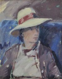 LADY IN HAT by Brian Ballard RUA at Ross's Online Art Auctions