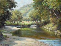 A QUIET POOL, THE DUN RIVER by Charles McAuley at Ross's Online Art Auctions