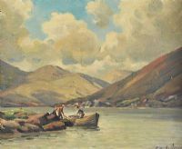FISHERMEN, GALWAY by Charles McAuley at Ross's Online Art Auctions