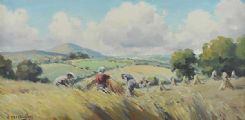 HARVESTING, THE GLENS OF ANTRIM by Charles McAuley at Ross's Online Art Auctions