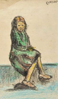 SMILING SHAWLIE by William Conor RHA RUA at Ross's Online Art Auctions