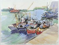 HARBOUR BOATS, KILKEEL by Sandra Maze UWS at Ross's Online Art Auctions