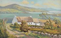 THATCHED COTTAGE, DONEGAL by William Henry Burns at Ross's Online Art Auctions