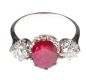 18CT WHITE GOLD RUBY AND DIAMOND THREE STONE RING at Ross's Online Art Auctions