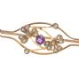 9CT GOLD PIERCED BAR BROOCH SET WITH AMETHYST AND SEED PEARLS at Ross's Online Art Auctions