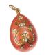 FABERGE 18CT GOLD LARGE EGG PENDANT IN PEACH GUILLOCHE ENAMEL AND SET WITH DIAMONDS at Ross's Online Art Auctions