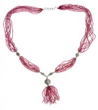 EIGHT ROW ALMANDINE GARNET NECKLACE SET WITH SILVER BEADS AND CLASP at Ross's Online Art Auctions