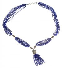EIGHT ROW LAPIS LAZULI NECKLACE SET WITH SILVER BEADS AND CLASP at Ross's Online Art Auctions