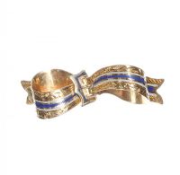 9CT GOLD AND ENAMEL BOW BROOCH at Ross's Online Art Auctions