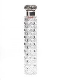 STERLING SILVER TOPPED PERFUME BOTTLE WITH HOBNAIL CUT GLASS at Ross's Online Art Auctions