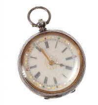 ENGRAVED SILVER LADY'S FOB WATCH at Ross's Online Art Auctions