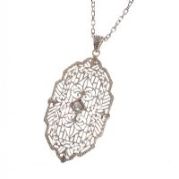 9CT WHITE GOLD FILIGREE PENDANT SET WITH A DIAMOND ON A 9CT WHITE GOLD TRACE CHAIN at Ross's Online Art Auctions