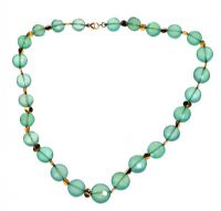 18CT GOLD AND AQUA CHALCEDONY BEADED NECKLACE at Ross's Online Art Auctions