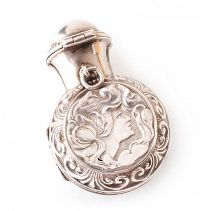 ART NOUVEAU STERLING SILVER PERFUME BOTTLE HOLDER AND GLASS BOTTLE at Ross's Online Art Auctions