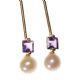 9CT GOLD DROP EARRINGS SET WITH AMETHYST AND CULTURED PEARL at Ross's Online Art Auctions