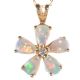 14CT GOLD OPAL AND DIAMOND FLORAL CLUSTER PENDANT AND CHAIN at Ross's Online Art Auctions