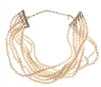 EIGHT STRAND FRESHWATER PEARL CHOKER NECKLACE WITH AN 18CT GOLD CLASP at Ross's Online Art Auctions