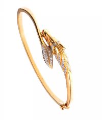 18CT GOLD HORSE'S HEAD AND TAIL BANGLE SET WITH DIAMONDS at Ross's Online Art Auctions