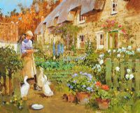COTTAGE GARDEN AT SHARNBROOK, BEDFORDSHIRE by John Haskins at Ross's Online Art Auctions