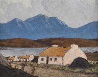 THATCHED COTTAGES, CONNEMARA by Paul Henry RHA at Ross's Online Art Auctions