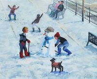 BUILDING THE SNOWMAN by Cupar Pilson at Ross's Online Art Auctions