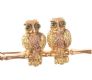 9CT GOLD OWL BAR BROOCH SET WITH GREEN STONES at Ross's Online Art Auctions