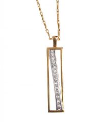 18CT GOLD AND DIAMOND PENDANT AND CHAIN IN THE STYLE OF CHARLES RENNIE MACKINTOSH at Ross's Online Art Auctions