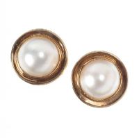 9CT GOLD AND NATURAL MAB PEARL EARRINGS at Ross's Online Art Auctions