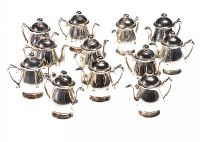 1930'S SILVER-PLATE TEAPOT PLACE CARD HOLDERS (12 IN NUMBER) at Ross's Online Art Auctions
