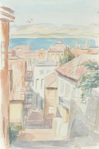 SPANISH ROOFTOPS by George Campbell RHA RUA at Ross's Online Art Auctions