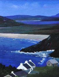 COTTAGES AT TRA NA ROSSAN BEACH, DOWNINGS by Sean Lorinyenko at Ross's Online Art Auctions