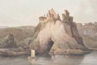 DUNLUCE CASTLE FROM THE NORTH by Francis Nicholson at Ross's Online Art Auctions