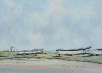 BEACHED FISHING BOATS by Wilfred Haughton RUA at Ross's Online Art Auctions