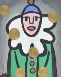 CLOWN JUGGLING GOLD BALLS by Markey Robinson at Ross's Online Art Auctions