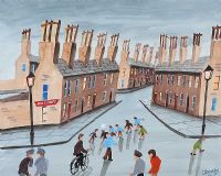 STREET FOOTBALLERS by John Ormsby at Ross's Online Art Auctions