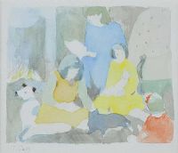MOTHER & CHILDREN BY THE FIRE by Tom Carr HRHA HRUA at Ross's Online Art Auctions