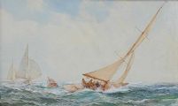 ROUND THE MARK by Montague Dawson at Ross's Online Art Auctions
