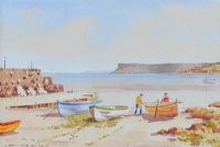 WORKING ON THE BOAT, BALLYCASTLE by Samuel McLarnon UWS at Ross's Online Art Auctions