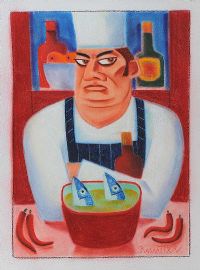 CHEF WITH FISH SOUP by Graham Knuttel at Ross's Online Art Auctions