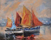 CLUSTERED BOATS, DINGLE by Niall Campion at Ross's Online Art Auctions