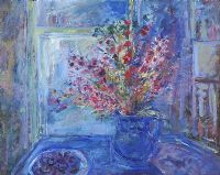 BLUE VASE & FLOWERS by Robert Bottom RUA at Ross's Online Art Auctions