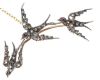 BAR BROOCH WITH MOUNTED SWIFTS ENCRUSTED WITH DIAMONDS AND RUBIES at Ross's Online Art Auctions