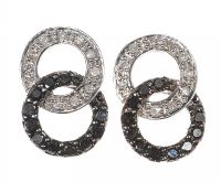 9CT WHITE GOLD WHITE AND BLACK DIAMOND EARRINGS at Ross's Online Art Auctions