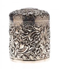 ENGRAVED STERLING SILVER DRESSING TABLE BOX at Ross's Online Art Auctions