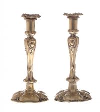 PAIR OF SILVER PLATED CANDLESTICKS at Ross's Online Art Auctions