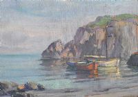FISHING BOATS, ANTRIM COAST by Charles McAuley at Ross's Online Art Auctions