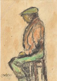 THE SHIPYARD WORKER ON THE DAY THE TITANIC SANK, 15TH APRIL 1912 by William Conor RHA RUA at Ross's Online Art Auctions