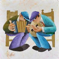 TWO IRISH MUSICIANS by George Callaghan at Ross's Online Art Auctions