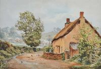 CHICKENS BY THE THATCHED COTTAGE by Frank Egginton RCA FIAL at Ross's Online Art Auctions