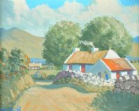 IRISH THATCHED COTTAGES by J.J. O'Neill at Ross's Online Art Auctions